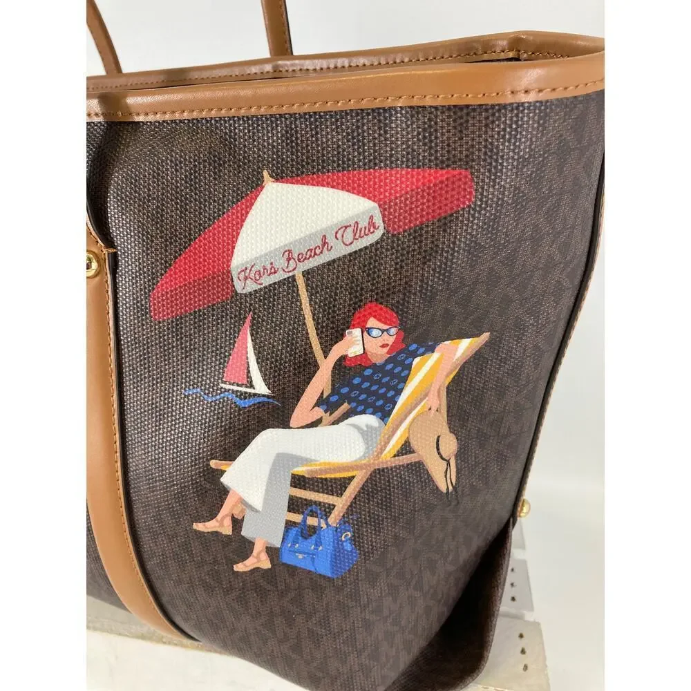 MICHAEL KORS, EXTRA LARGE SIGNATURE PVC LEATHER TOTE BAG